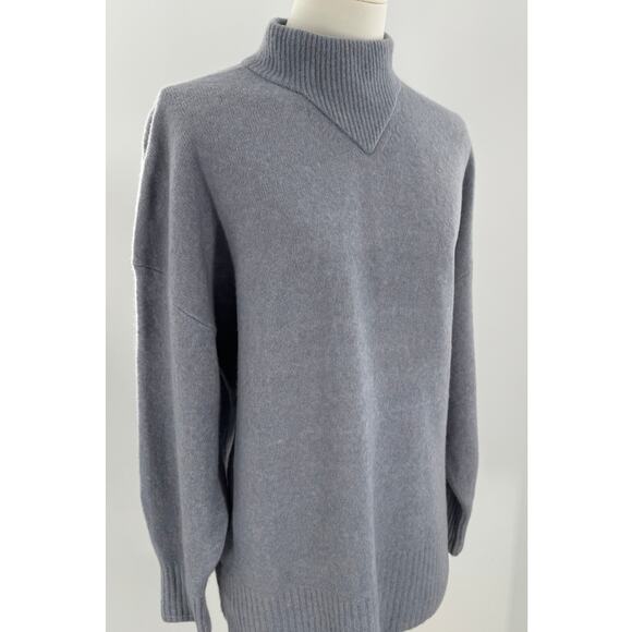 Everlane Gray Blue Wool Yak Hair Sweater Mock Neck Pullover Large Cozycore - Picture 1 of 11